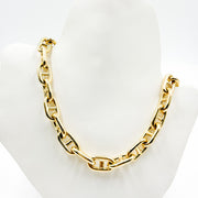 TRE006. 14K Yellow Gold Hollow Marina Chain – Bold, Thick Links